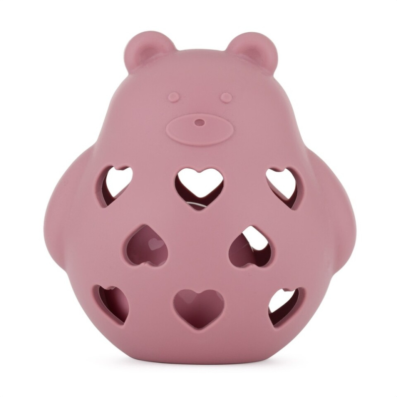Petite&Mars Bear Basil 0m+ chrastítko Dusty Rose 1 ks