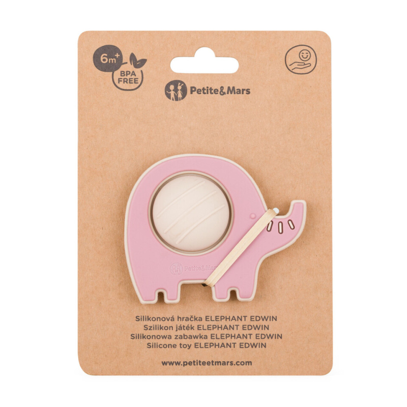 Petite&Mars Elephant Edwin 6m+ hračka Dusty Rose 1 ks