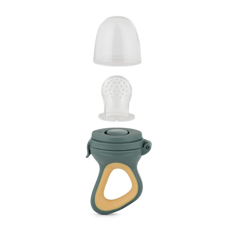 Petite&Mars Silicone Food Feeder 6m+ krmící kousátko Green&Ochre 1 ks