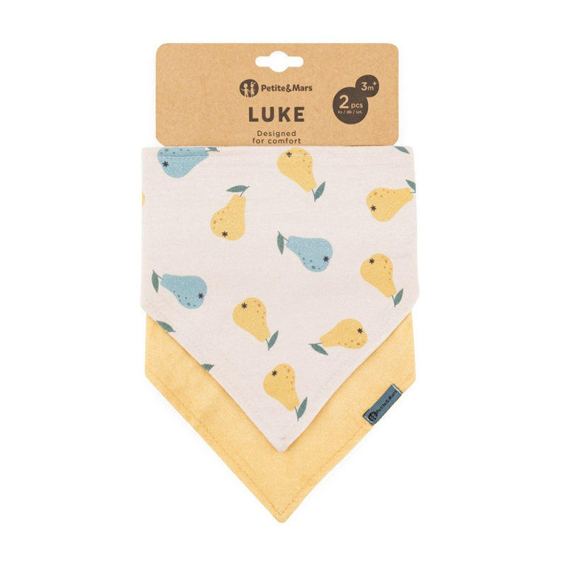 Petite&Mars Bandana Luke 3m+ bryndák Beige Pears&Intense Ochre 1 ks