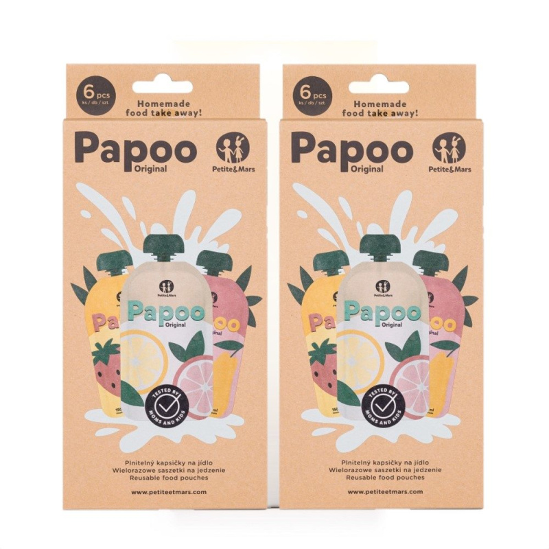 Petite&Mars plnitelné kapsičky na jídlo Papoo original 1+1 zdarma (12 ks)