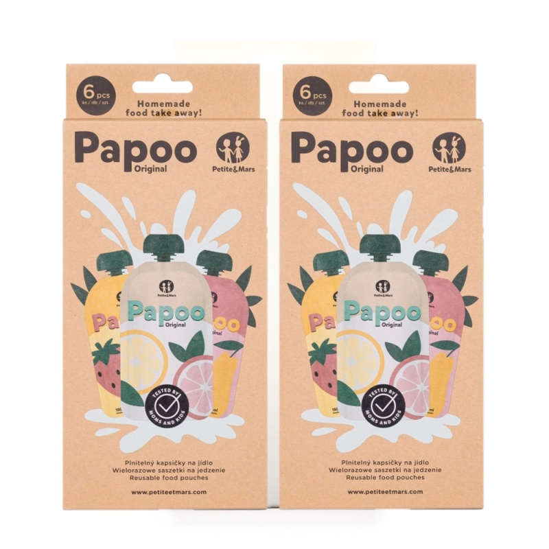Petite&Mars plnitelné kapsičky na jídlo Papoo original 1+1 zdarma (12 ks)