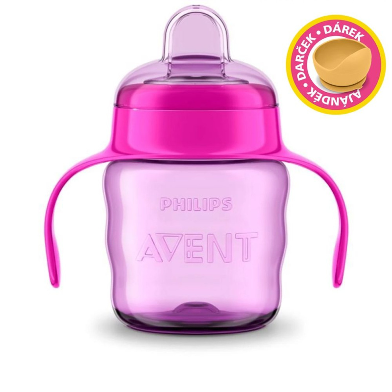 Philips AVENT Hrneček pro první doušky Classic 200 ml s držadly dívka+dárek PETITE&MARS Miska 6m+ - Philips AVENT Hrneček pro první doušky Classic 200 ml s držadly dívka+dárek PETITE&MARS Miska 6m+
