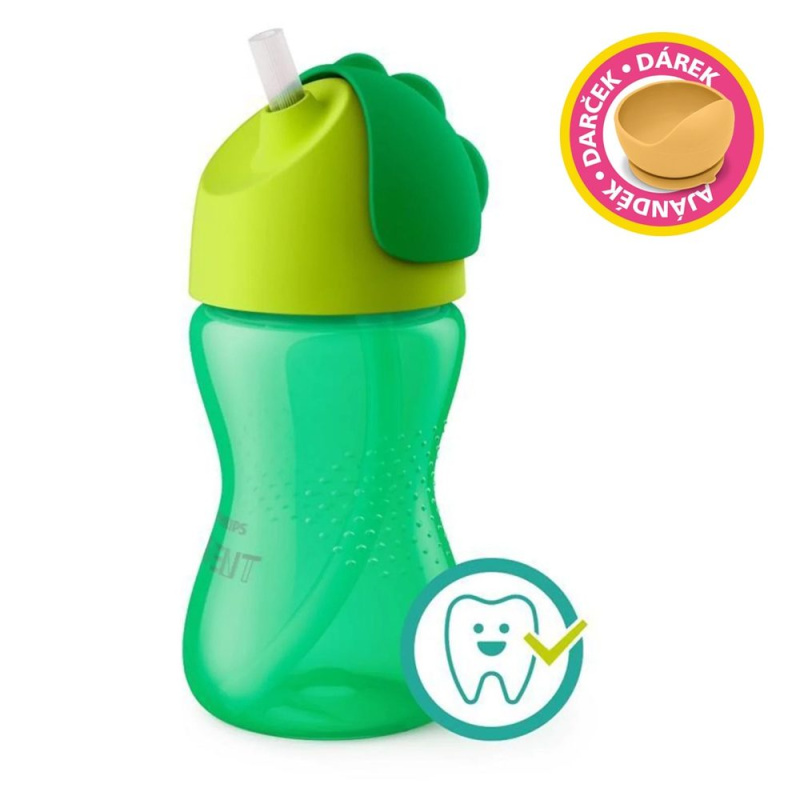 Philips AVENT Hrneček s ohebným brčkem 300 ml dívka+dárek PETITE&MARS Miska 6m+ - Philips AVENT Hrneček s ohebným brčkem 300 ml chlapec+dárek PETITE&MARS Miska 6m+
