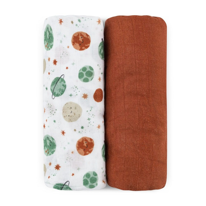 PETITE&MARS Přikrývka bambusová mušelínová 2ks Misty Celestial Planets 120 x 120 cm - PETITE&MARS Přikrývka bambusová mušelínová 2ks Misty Celestial Planets 120 x 120 cm