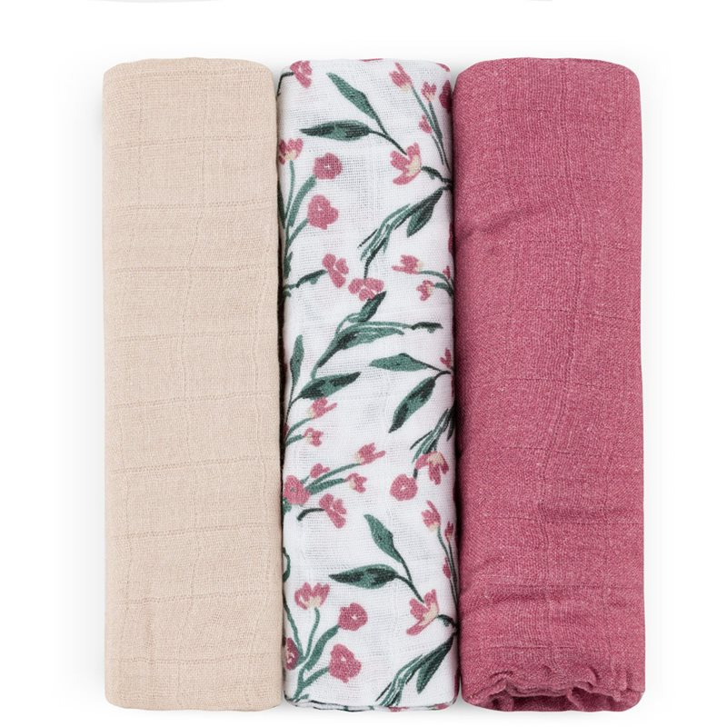 Petite&Mars Moussy látkové pleny Pink Meadow 68 x 68 cm 3 ks