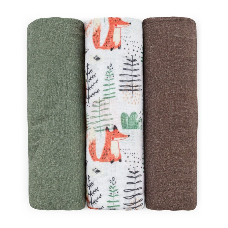 Petite&Mars Moussy látkové pleny Forest Fox 68 x 68 cm 3 ks