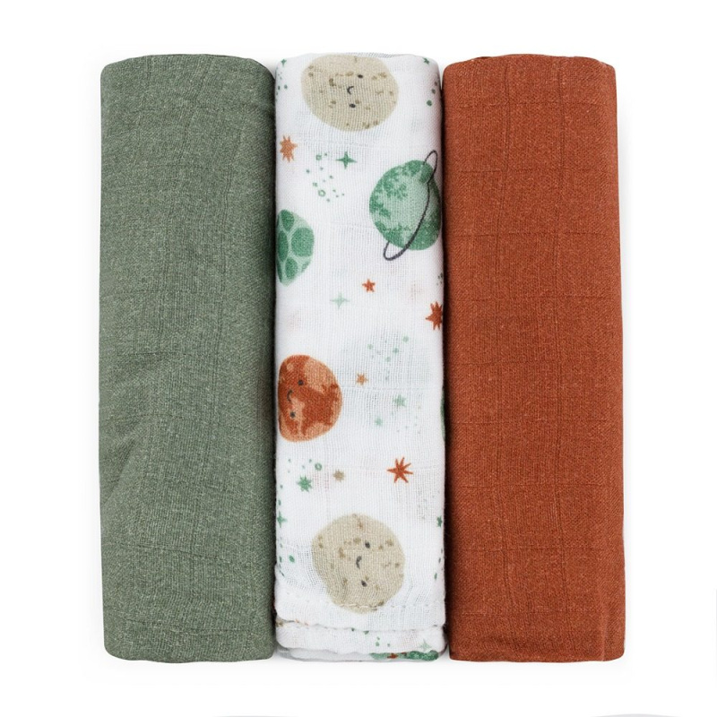 Petite&Mars Moussy látkové pleny Celestial Planets 68 x 68 cm 3 ks