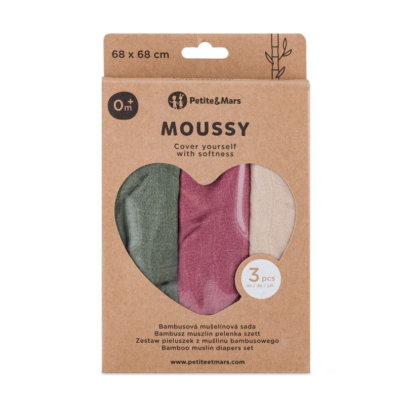 Petite&Mars Moussy látkové pleny Botanic Tones 68 x 68 cm 3 ks