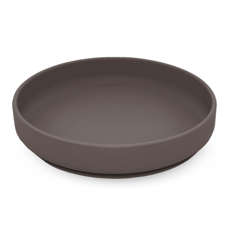 Petite&Mars Take&Match Silicone Plate talíř s přísavkou Bitter Cocoa 6m+ 1 ks