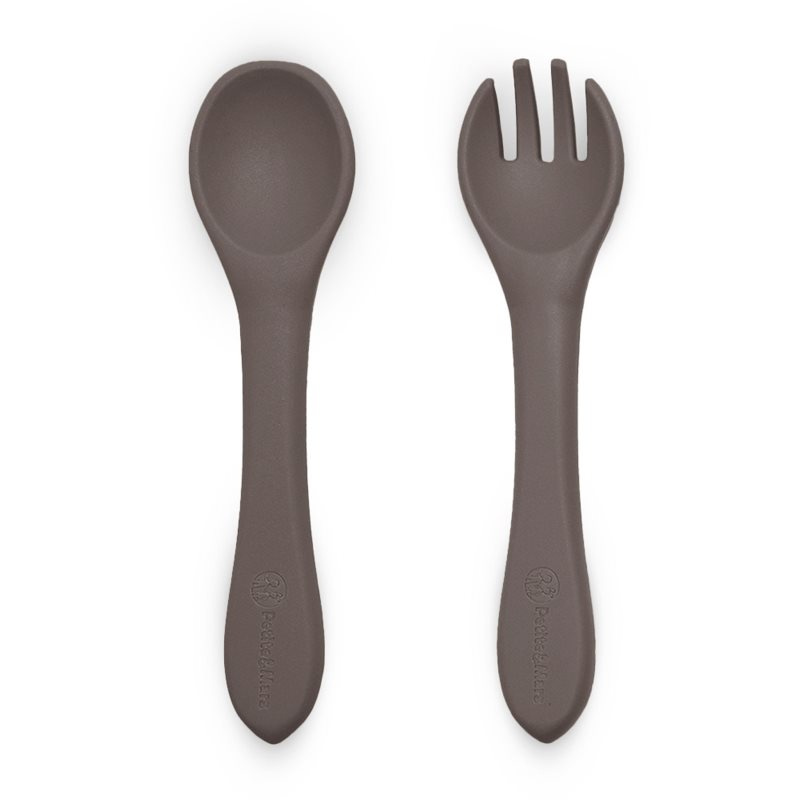 Petite&Mars Take&Match Silicone Cutlery příbor Bitter Cocoa 6m+ 2 ks