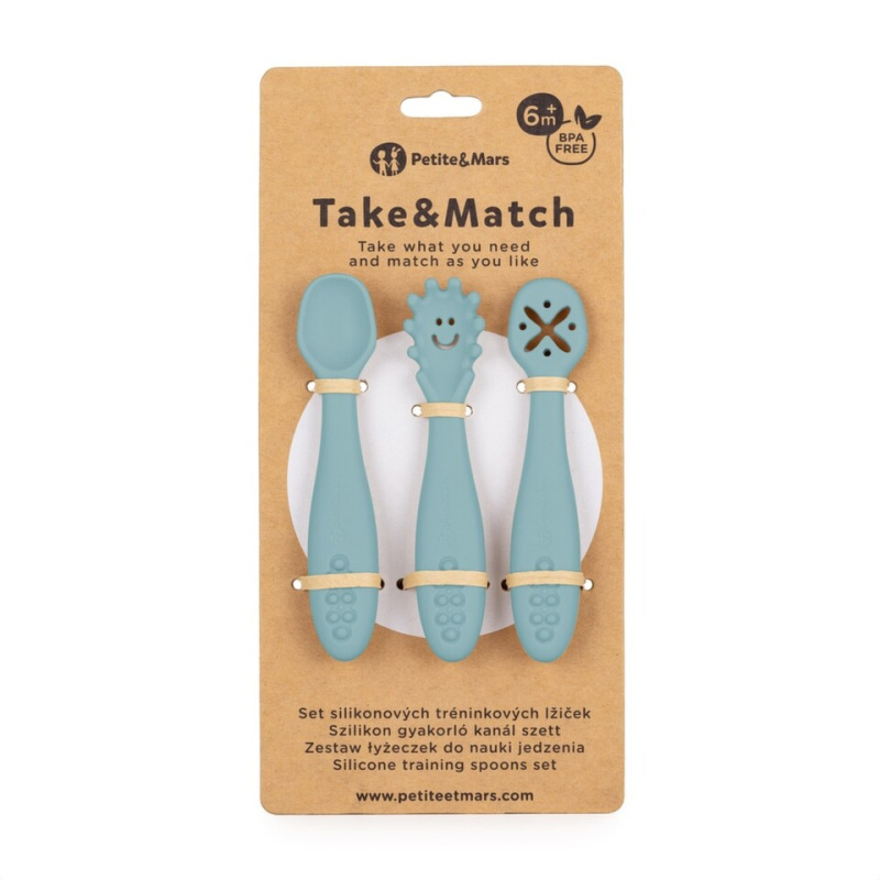Petite&Mars Take&Match 6m+ lžička pro děti Frosted Sky 3 ks