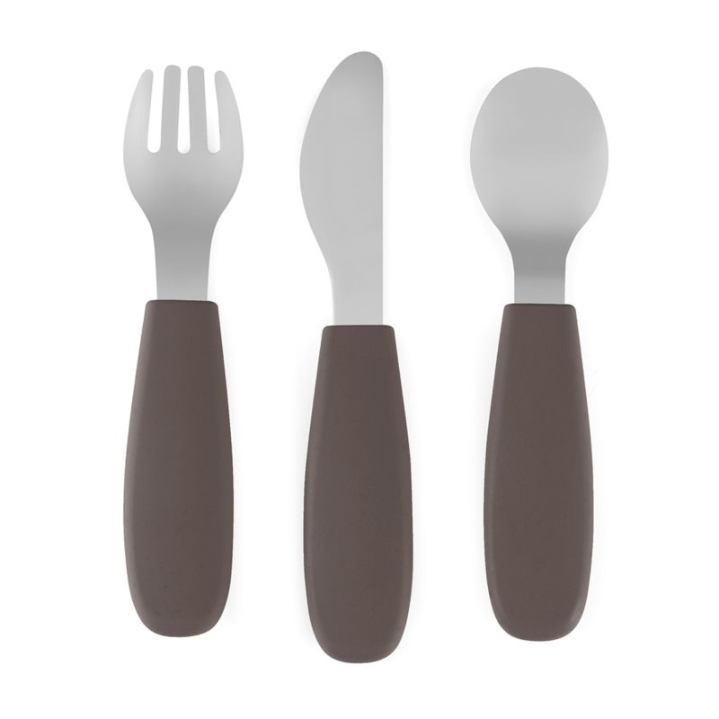 Petite&Mars Take&Match Stainless Steel Cutlery Set příbor pro děti Bitter Cocoa 12m+ 3 ks