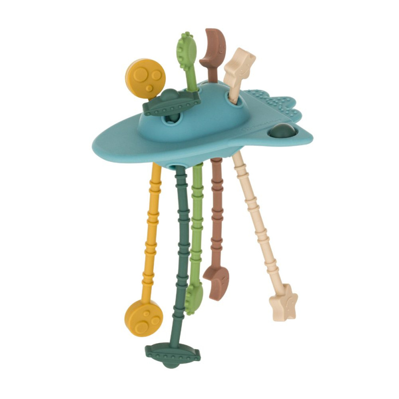 Silikonová senzorická hračka Petite&Mars Crazy Rocket Misty Green 10m+