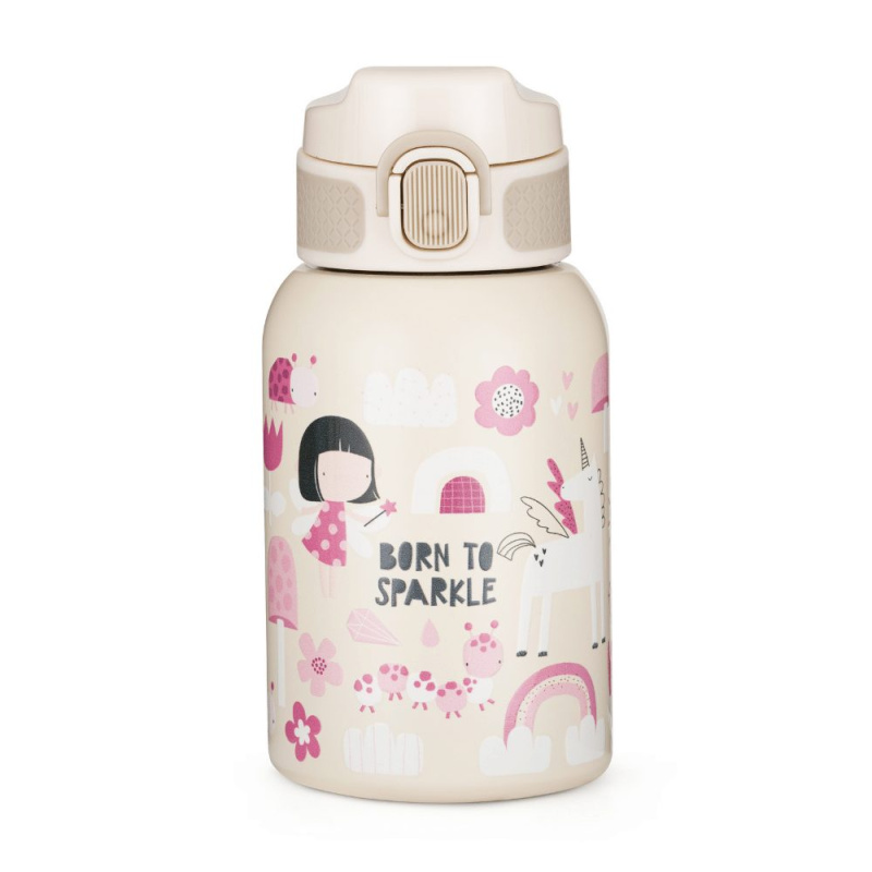 PETITE&MARS nerezová termo láhev se slámkou Twinkling Fairy 350 ml