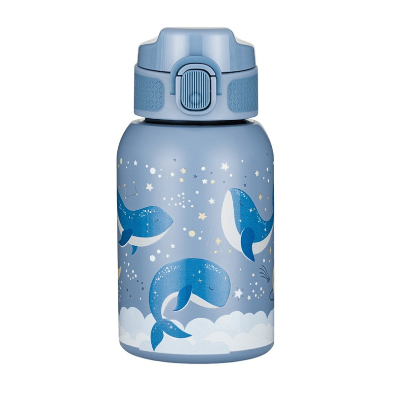 Petite&Mars nerezová termoska se slámkou 350 ml Whale Song