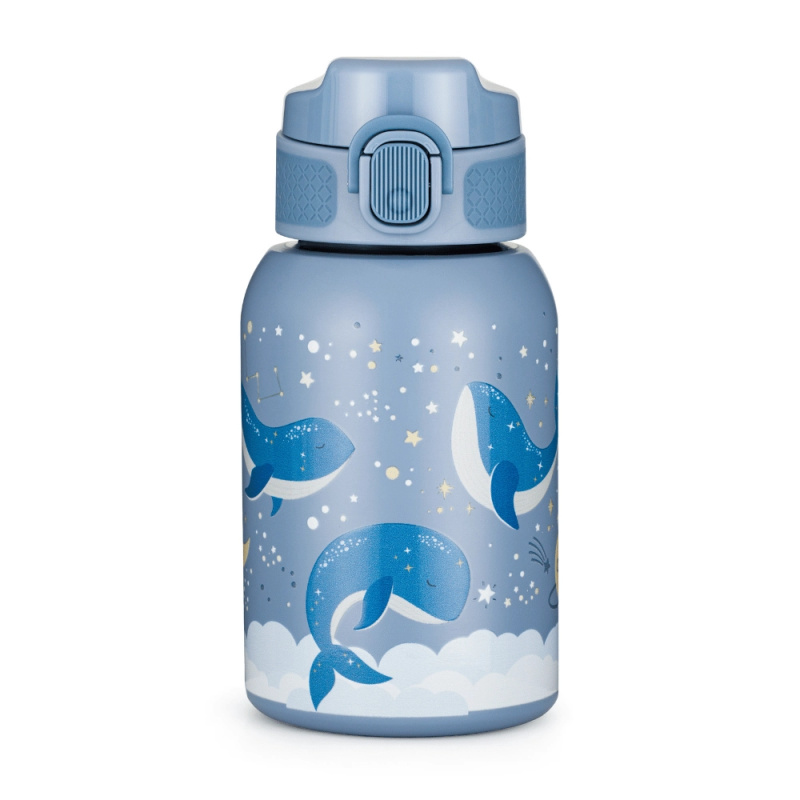 Petite&Mars nerezová termoska se slámkou 350 ml Whale Song