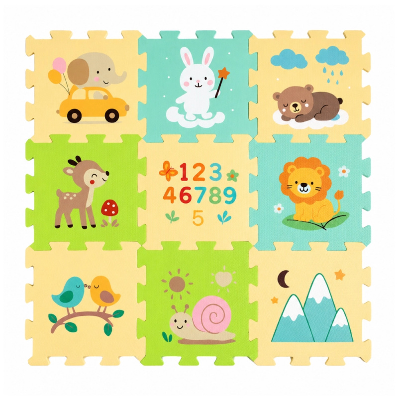 Petite&Mars pěnové podlahové puzzle Nexli forest friends (9 dílků)