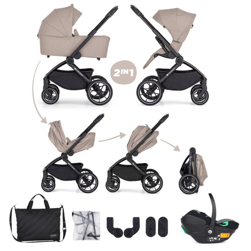PETITE&MARS Kočárek kombinovaný SCOUT 3v1 s Core Pro i-Size - Cappuccino Cream