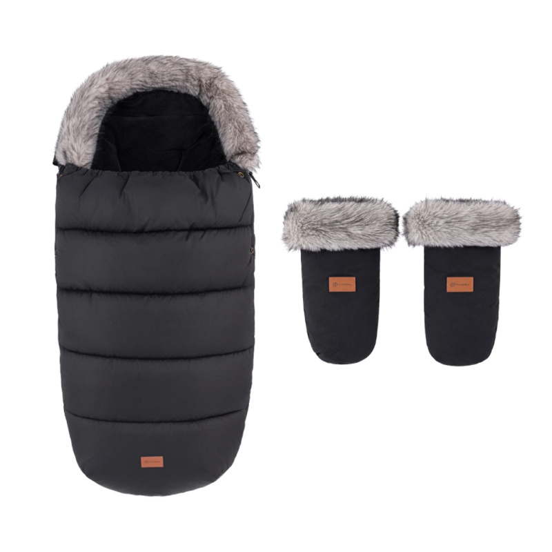 PETITE&MARS Set zimní fusak Comfy 4v1 + rukavice na kočárek Fjora - Forever Black