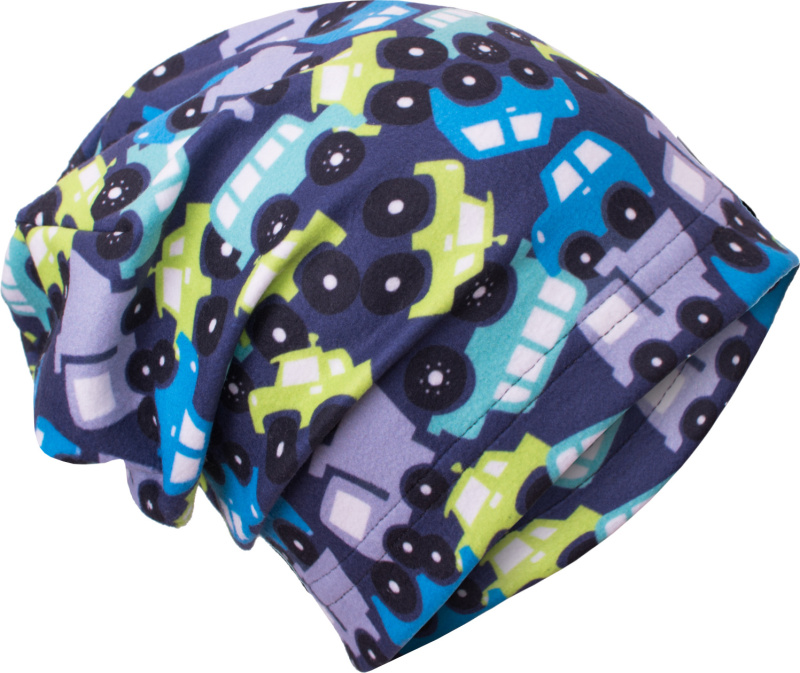 Dětská fleecová čepice UNUO Autíčka (Unuo Fleece cap printed) Velikost: L (53 - 56 cm)