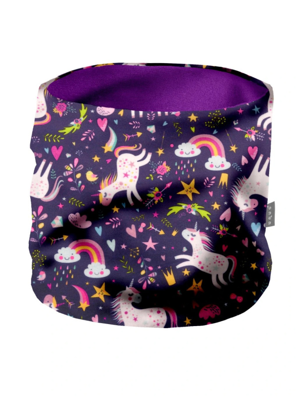 Dětský nákrčník UNUO z fleecu, Jednorožci Velikost: DĚTSKÁ