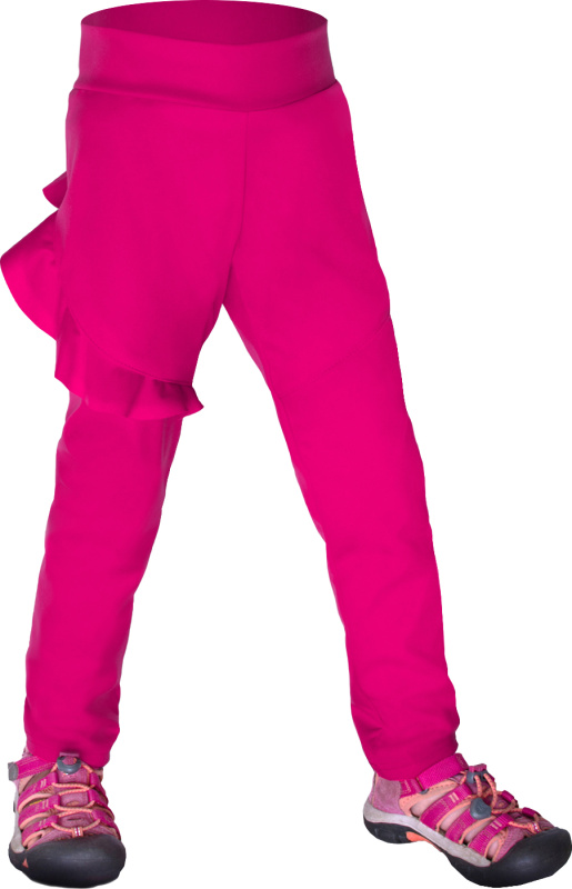 Dětské softshellové kalhoty bez zateplení UNUO Fantasy pružné, Fuchsiová Velikost: 110/116