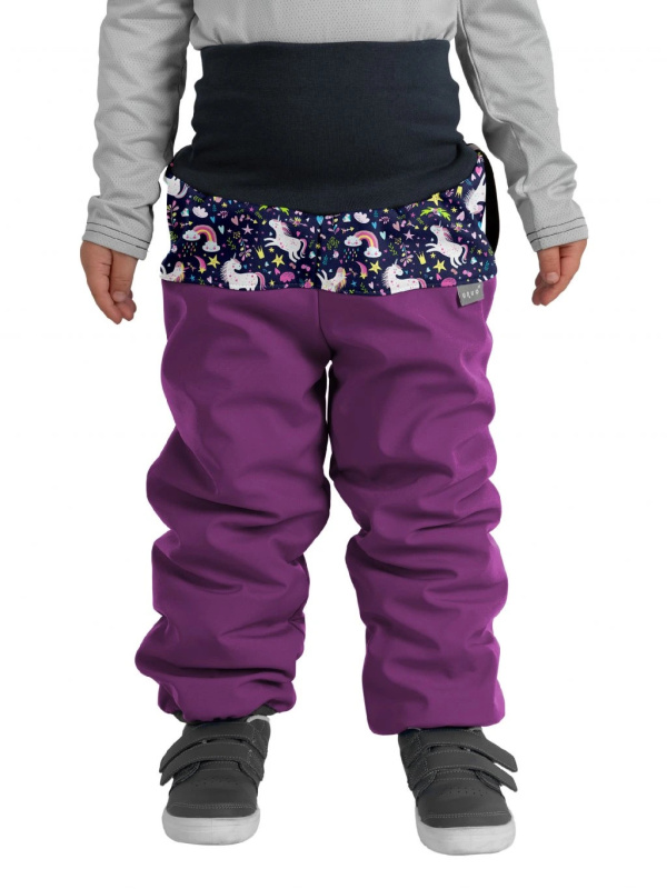 Batolecí softshellové oteplovačky UNUO Ostružinová, Jednorožci Velikost: 86/92