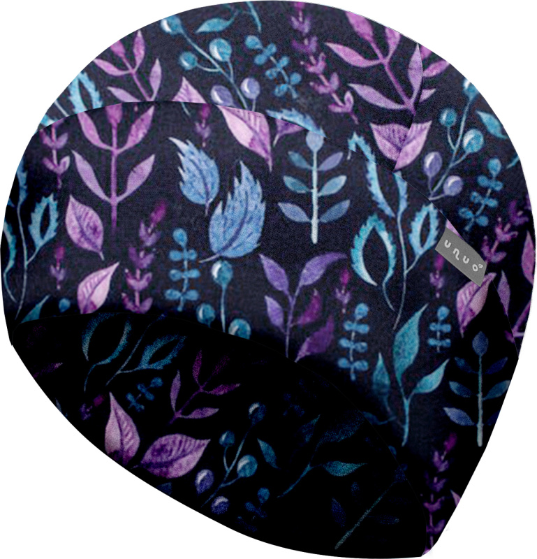 Dětská fleecová čepice UNUO nespadená, Lístečky Velikost: S (45 - 48 cm)