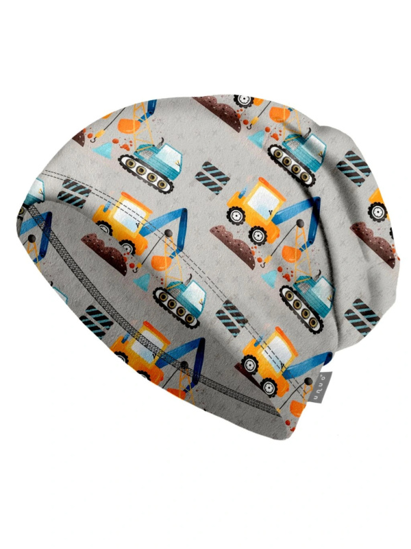 Dětská čepice UNUO fleecová Homeless, Bagry Velikost: S (45 - 48 cm)