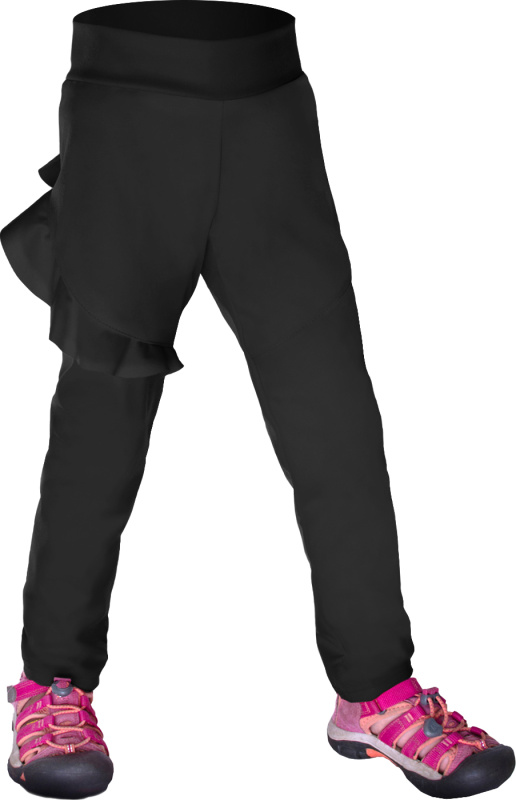 Dětské softshellové kalhoty bez zateplení UNUO Fantasy pružné, Černá Velikost: 152/158