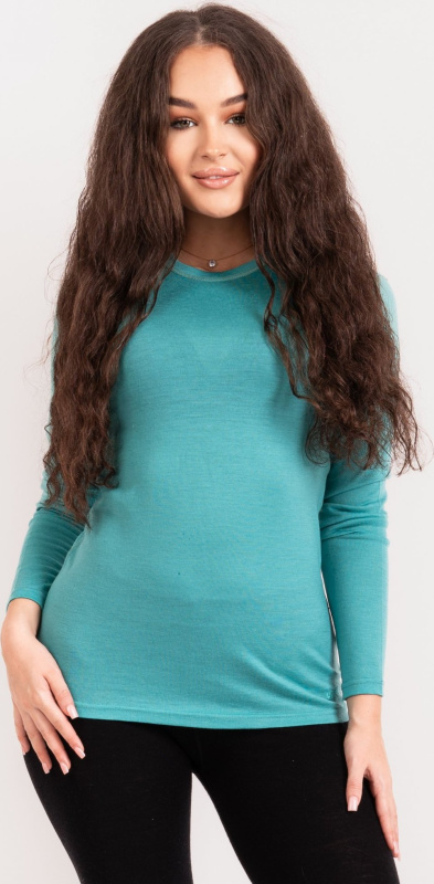 Dámské merino triko UNUO s dlouhým rukávem Nature, Aqua Velikost: S