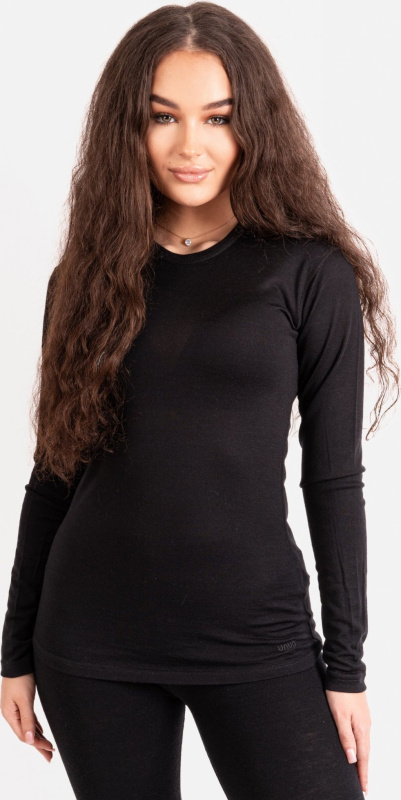 Dámské merino triko UNUO s dlouhým rukávem Nature, Černá Velikost: S