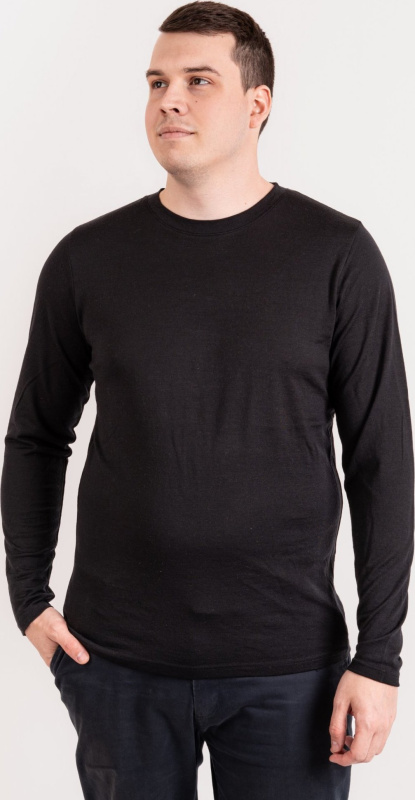 Pánské merino triko UNUO s dlouhým rukávem Nature, Černá Velikost: XL