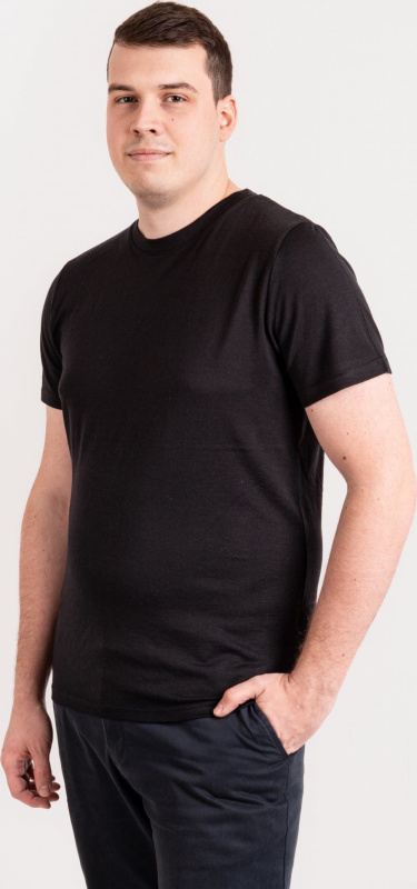 Pánské merino triko UNUO s krátkým rukávem Nature, Černá Velikost: XL