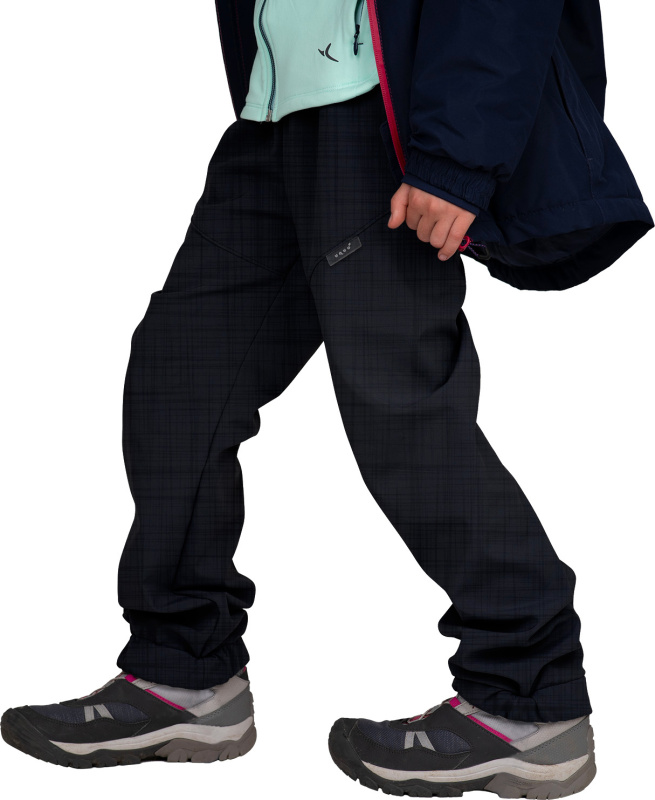 Dětské softshellové oteplovačky UNUO Light se sherpou, Černá Žíhaná Velikost: 158/164