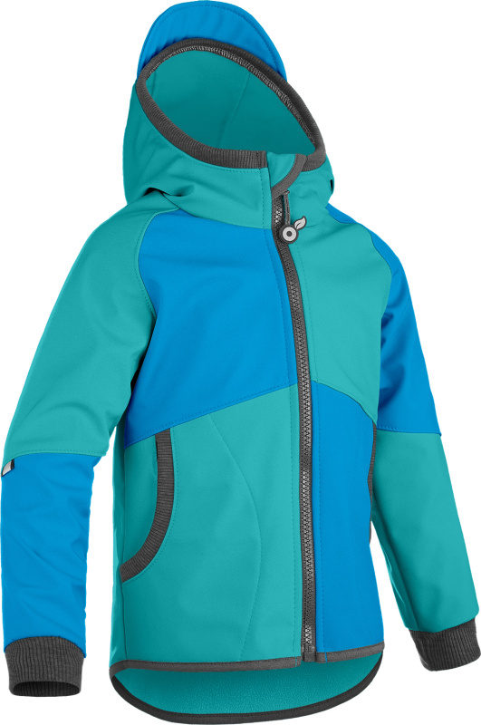 Dětská softshellová bunda UNUO s fleecem Street, Tyrkysová, Sv. Smaragdová Velikost: 86/92