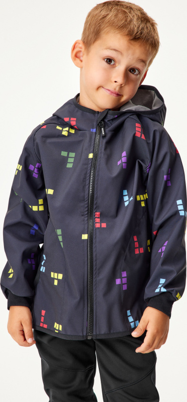 Dětská softshellová bunda UNUO s fleecem Basic, Černá, Kostičky Velikost: 104/110