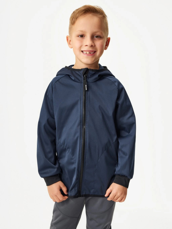 Dětská softshellová bunda UNUO bez zateplení pružná Basic, Tm. Modročerná Velikost: 134/140