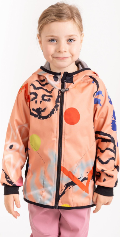 Dětská softshellová bunda UNUO bez zateplení pružná Basic, Meruňková, Fantazie Velikost: 152/158