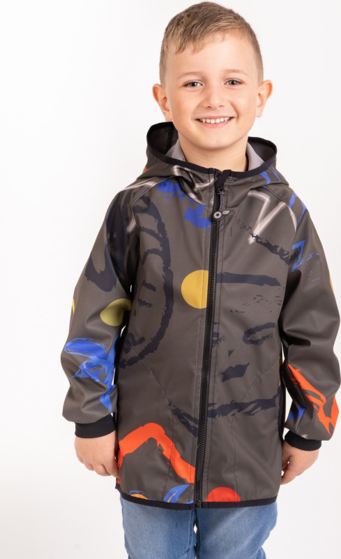 Dětská softshellová bunda UNUO bez zateplení pružná Basic, Khaki, Fantazie Velikost: 104/110