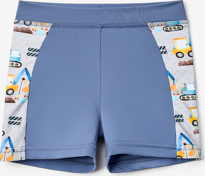 Dětské plavky s UV ochranou UNUO 50+, Sv. Modrá, Bagry Velikost: 110/116