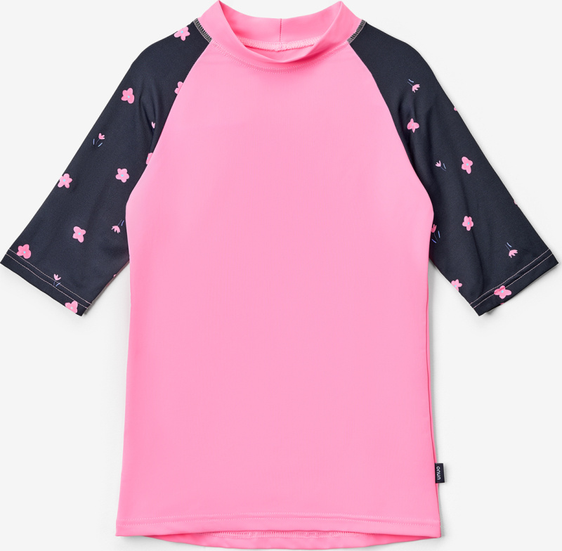 Dětské triko s UV ochranou UNUO 50+, Růžová, Květiny Velikost: 134/140