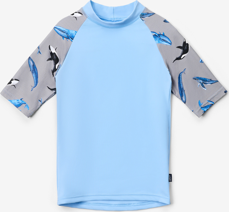 Dětské triko s UV ochranou UNUO 50+, Sv. Modrá, Velryby Velikost: 98/104