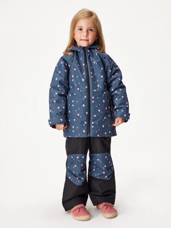 Dětské zimní rostoucí oteplovačky UNUO Polar, Černá, Květiny Velikost: 110/116