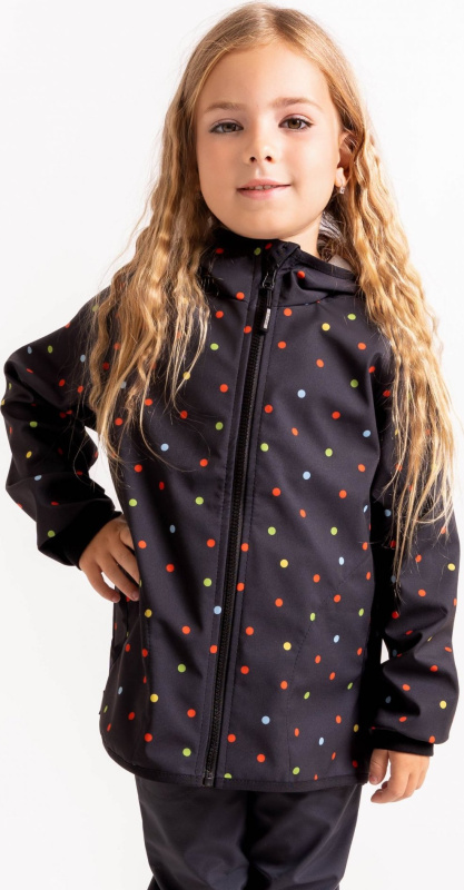 Dětská softshellová bunda UNUO s fleecem Basic, Černá, Puntík Velikost: 116/122