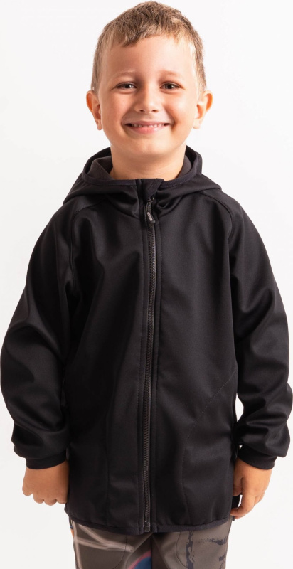 Dětská softshellová bunda UNUO s fleecem pružná Basic, Černá Velikost: 152/158