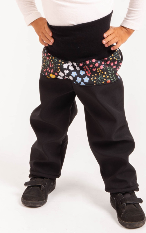 Batolecí softshellové kalhoty UNUO s fleecem Basic, Černá, Zahrada Velikost: 86/92