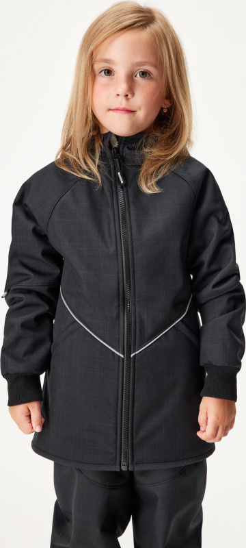 Unuo Dětská softshellová bunda s beránkem, Černá Žíhaná Velikost: 80/86