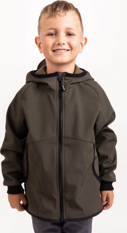 Dětská softshellová bunda UNUO s fleecem Street, Khaki Velikost: 98/104